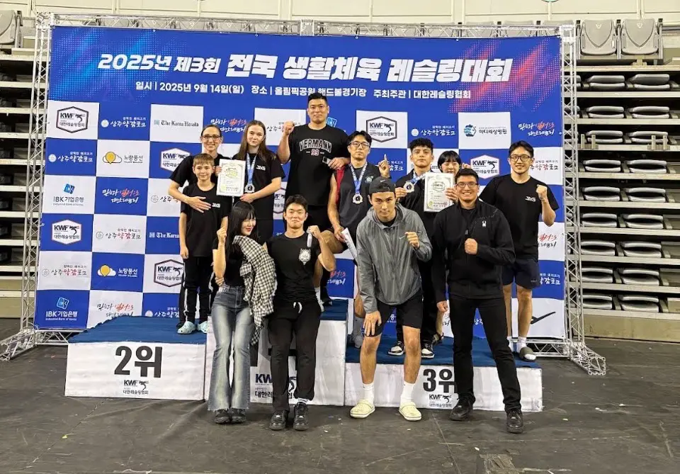Wrestling medal celebration